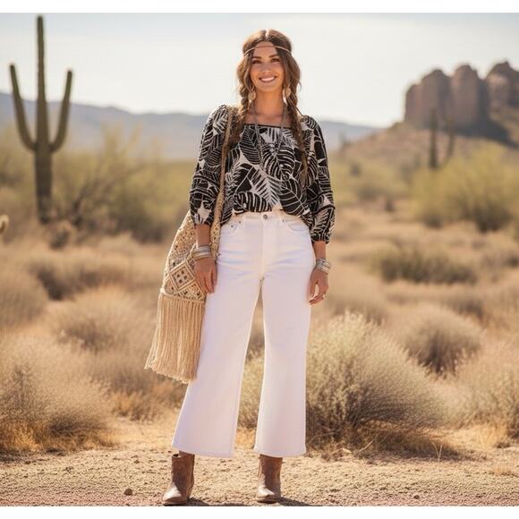 Cynthia Rowley 100% Linen European Flax Botanical Lace Trim Blouse Womens Medium - Picture 2 of 8